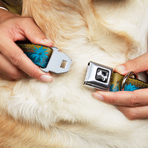 Dog Bone Seatbelt Buckle Collar - Palm Trees & Gulls Leopard Brown/Blue Seatbelt Buckle Collars Buckle-Down   