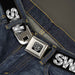 BD Wings Logo CLOSE-UP Full Color Black Silver Seatbelt Belt - SWAG Black/Plaid X White/Gray Webbing Seatbelt Belts Buckle-Down   