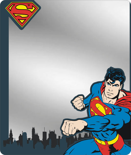 Locker Mirror - Superman Shield Punching Pose Skyline Blues Locker Mirrors DC Comics   
