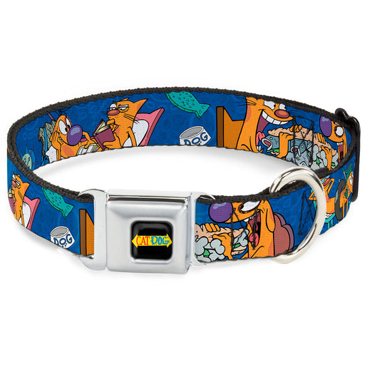 CatDog Stretch/CATDOG Logo Seatbelt Buckle Collar - CatDog Hanging Out Poses Blue Seatbelt Buckle Collars Nickelodeon   