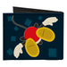 Canvas Bi-Fold Wallet - Mickey Mouse 2-Pose Alternate Views Head + Feet Blocks Blues Canvas Bi-Fold Wallets Disney   