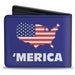 Bi-Fold Wallet - 'MERICA USA Silhouette Blue White US Flag Bi-Fold Wallets Buckle-Down   