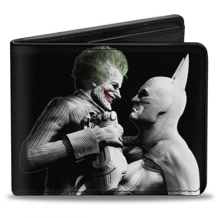 Bi-Fold Wallet - ARKHAM CITY Batman & Joker Fight Pose Black Grays White Bi-Fold Wallets DC Comics   