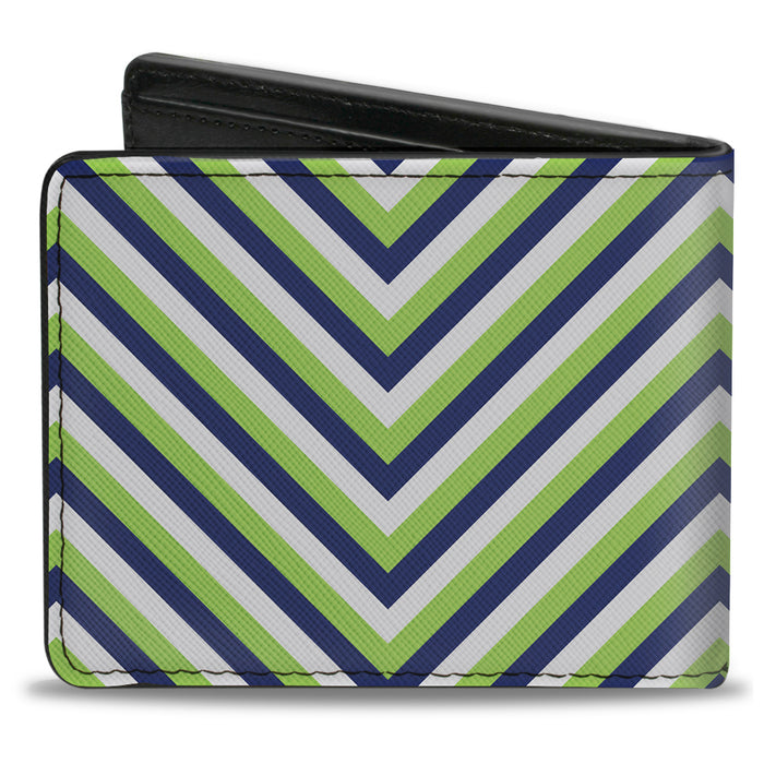 Bi-Fold Wallet - Chevron Stripe White Neon Green Navy Bi-Fold Wallets Buckle-Down   