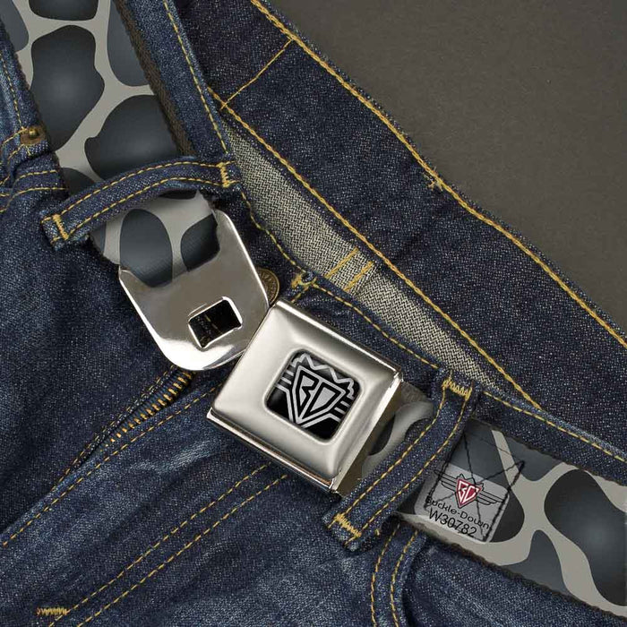 BD Wings Logo CLOSE-UP Full Color Black Silver Seatbelt Belt - Giraffe Spots Gray/Charcoal Webbing Seatbelt Belts Buckle-Down   
