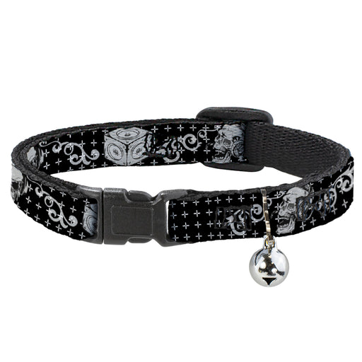 Cat Collar Breakaway - DJ Skulls Black Gray Breakaway Cat Collars Buckle-Down   