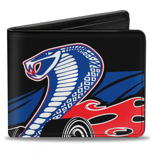 Bi-Fold Wallet - Flaming Cobra Jet Black Blue White Red Bi-Fold Wallets Ford   