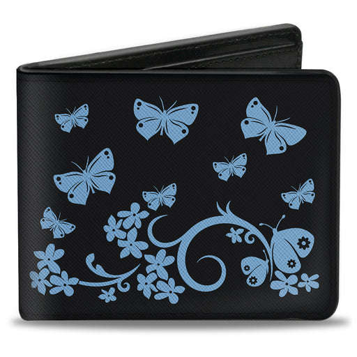 Bi-Fold Wallet - Butterfly Garden Black Blue Bi-Fold Wallets Buckle-Down   