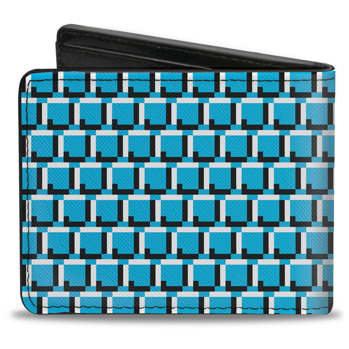 Bi-Fold Wallet - 8-Bit Pixel CLOSE-UP Blue White Black Bi-Fold Wallets Buckle-Down   