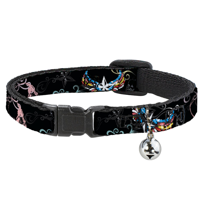 Cat Collar Breakaway - Die Hard Skulls & Stars2 Black Multi Color Breakaway Cat Collars Buckle-Down   