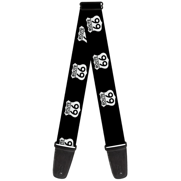 Guitar Strap - ROUTE 66 Highway Sign Repeat Black White Guitar Straps Buckle-Down   
