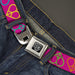 BD Wings Logo CLOSE-UP Full Color Black Silver Seatbelt Belt - Peace Hearts Repeat Fuchsia/Neon Webbing Seatbelt Belts Buckle-Down   