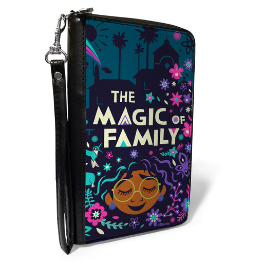 Women's PU Zip Around Wallet Rectangle - Encanto Mirabel THE MAGIC OF FAMILY Floral Collage Blues Purples Clutch Zip Around Wallets Disney   