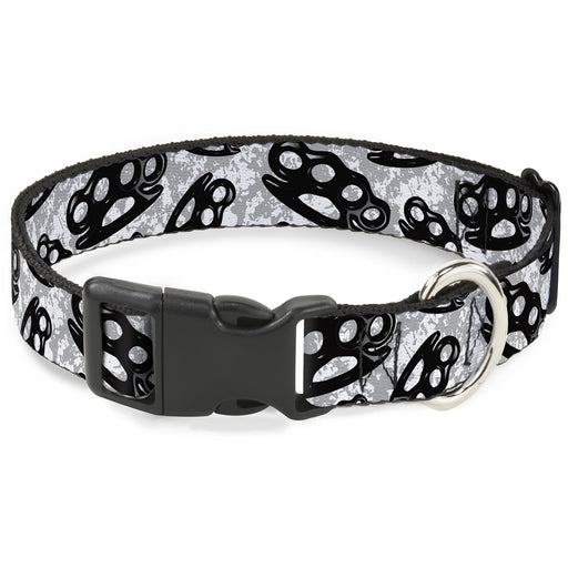 Buckle-Down Plastic Buckle Dog Collar - Brass Knuckles White/Gray/Black Plastic Clip Collars Buckle-Down   