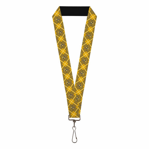 Lanyard - 1.0" - Harry Potter Hufflepuff Crest Plaid Yellows Gray Lanyards The Wizarding World of Harry Potter Default Title  