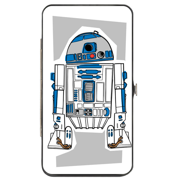 Hinged Wallet - Star Wars R2-D2 Pose + Parts CLOSE-UP White Gray Blue Red Hinged Wallets Star Wars   