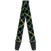 Guitar Strap - Plaid Black Yellow Turquoise Gray Guitar Straps Buckle-Down   