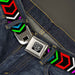 BD Wings Logo CLOSE-UP Full Color Black Silver Seatbelt Belt - Arrows Black/Multi Color Webbing Seatbelt Belts Buckle-Down   