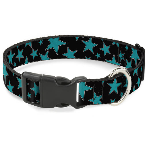 Plastic Clip Collar - Multi Stars Black/Turquoise Plastic Clip Collars Buckle-Down   