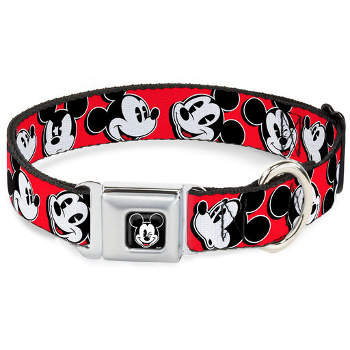 Mickey Mouse Winking Full Color Black Seatbelt Buckle Collar - Mickey Mouse Expressions Red/Black/White Seatbelt Buckle Collars Disney   
