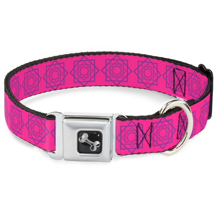 Dog Bone Seatbelt Buckle Collar - Rotating Squares Pink/Purple Seatbelt Buckle Collars Buckle-Down   