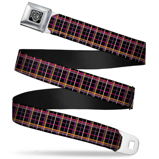 BD Wings Logo CLOSE-UP Full Color Black Silver Seatbelt Belt - Wire Grid Black/Orange/Purple Webbing Seatbelt Belts Buckle-Down   