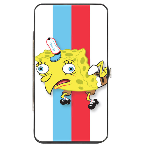 Hinged Wallet - Mocking SpongeBob Pose Stripe White Blue Red White Hinged Wallets Nickelodeon   
