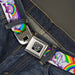 BD Wings Logo CLOSE-UP Full Color Black Silver Seatbelt Belt - Unicorns in Rainbows w/Sparkles/Purple Webbing Seatbelt Belts Buckle-Down   