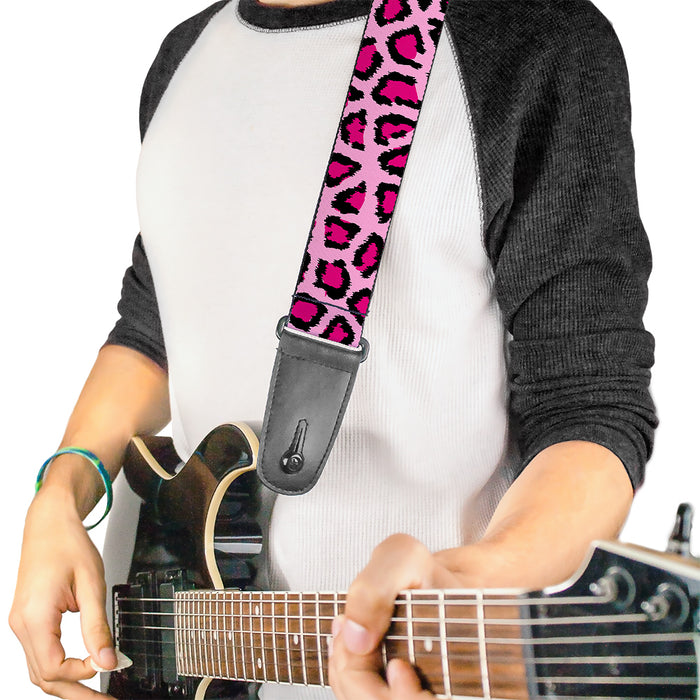 Guitar Strap - Leopard CLOSE-UP Pink Guitar Straps Buckle-Down   