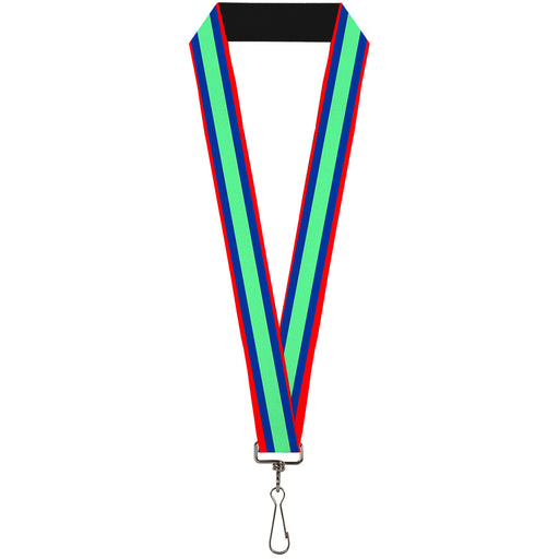 Lanyard - 1.0" - Stripes Red Blue Green Lanyards Buckle-Down   