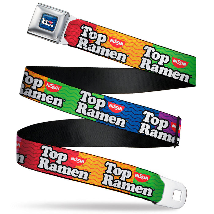 TOP RAMEN Noodle Wave Full Color Blue/Black/White Seatbelt Belt - TOP RAMEN Noodle Wave Blocks Multi Color/Black/White Webbing Seatbelt Belts Nissin Foods   