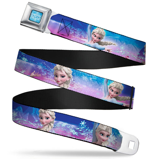 FROZEN Logo Full Color Blues Seatbelt Belt - Elsa the Snow Queen Poses/Castle & Snowy Mountains Blue-Pink Fade Webbing Seatbelt Belts Disney   
