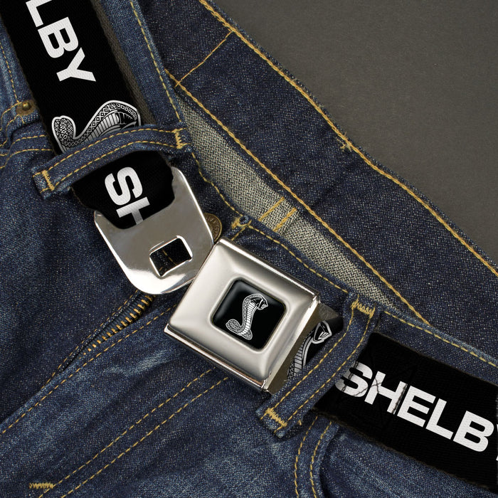 Carroll Shelby Super Snake Cobra Full Color Black White Seatbelt Belt - Carroll Shelby SHELBY Super Snake Cobra Black/White Webbing Seatbelt Belts Carroll Shelby   