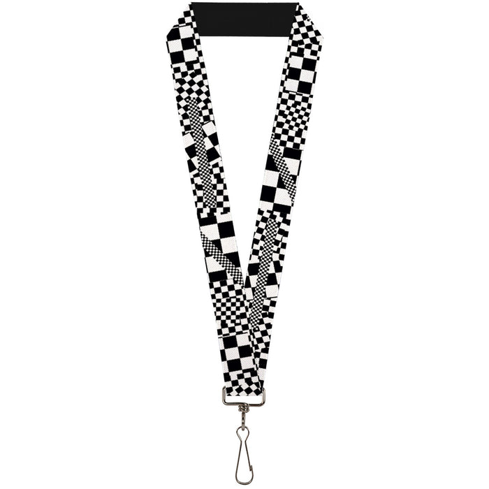 Lanyard - 1.0" - Funky Checkers Black White Lanyards Buckle-Down   