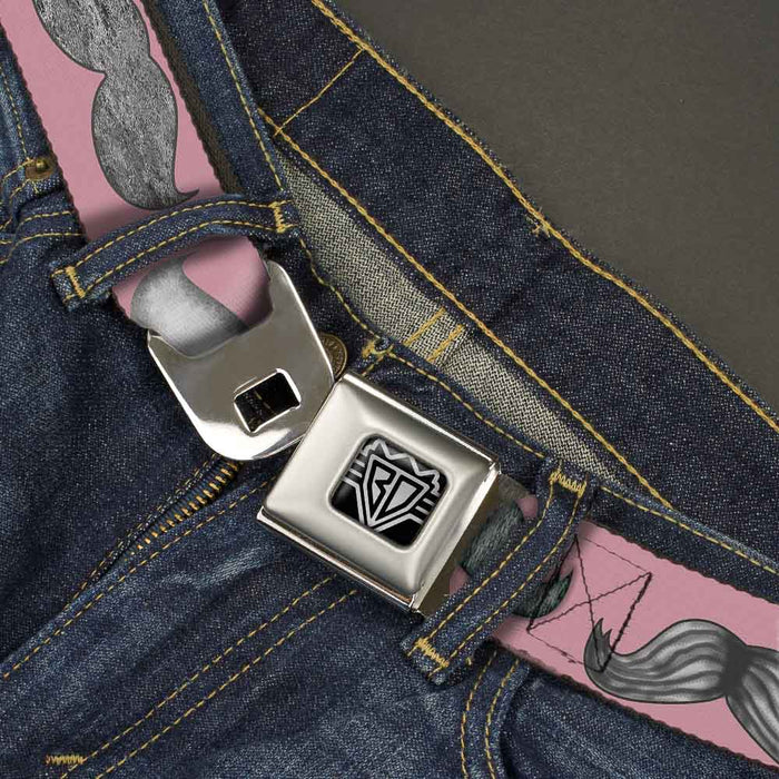 BD Wings Logo CLOSE-UP Full Color Black Silver Seatbelt Belt - Mustaches Pink/Sketch Webbing Seatbelt Belts Buckle-Down   