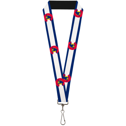 Lanyard - 1.0" - Colorado Flag Snowboarder Blue White Red Yellow Lanyards Buckle-Down   