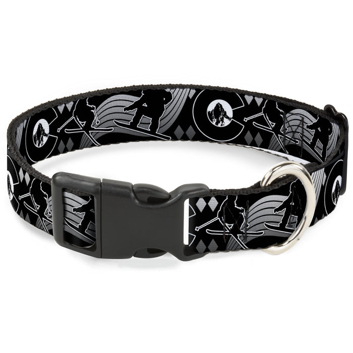 Plastic Clip Collar - Colorado Skier/Snowboarder Black/White/Grays Plastic Clip Collars Buckle-Down   