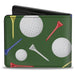 Bi-Fold Wallet - Golf Balls Tees Scattered Green Multi Color Bi-Fold Wallets Buckle-Down   