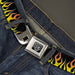 BD Wings Logo CLOSE-UP Full Color Black Silver Seatbelt Belt - Flames Black/Yellow/Orange Webbing Seatbelt Belts Buckle-Down   