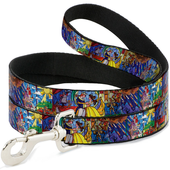 Dog Leash - Beauty & the Beast Stained Glass Scenes Dog Leashes Disney   