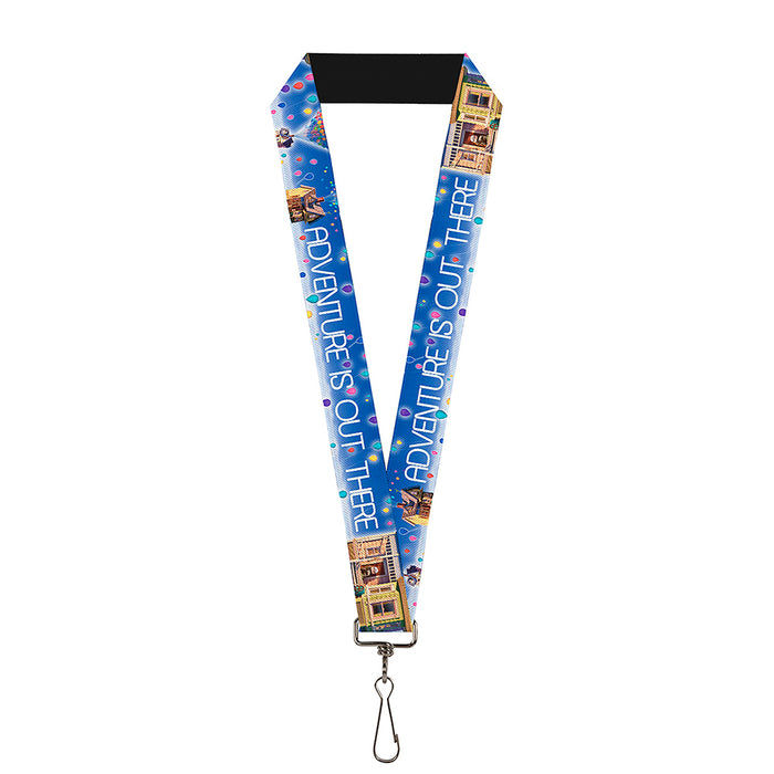 Lanyard - 1.0" - ADVENTURE IS OUT THERE Carl on Porch Flying House Balloons Blues White Multi Color Lanyards Disney   