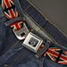 BD Wings Logo CLOSE-UP Full Color Black Silver Seatbelt Belt - United Kingdom Flags Vintage Black Webbing Seatbelt Belts Buckle-Down   