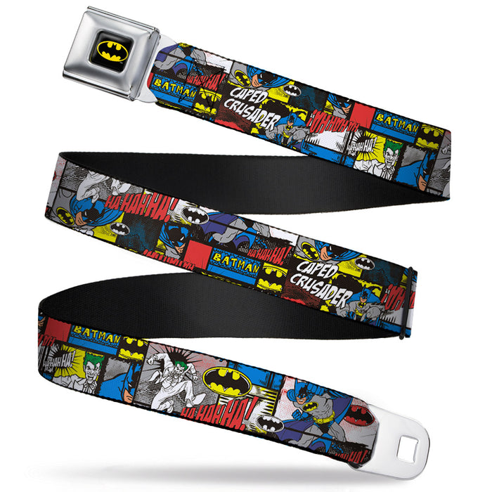 Batman Full Color Black Yellow Seatbelt Belt - Batman & Joker Comic Blocks Webbing Seatbelt Belts DC Comics   