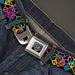 BD Wings Logo CLOSE-UP Full Color Black Silver Seatbelt Belt - Peace Hearts Stacked Black/Neon Webbing Seatbelt Belts Buckle-Down   
