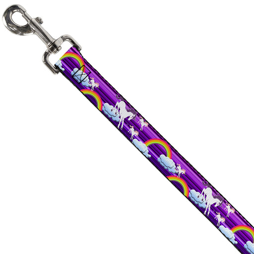 Dog Leash - Unicorns/Rainbows w/Stripes Purple Dog Leashes Buckle-Down   