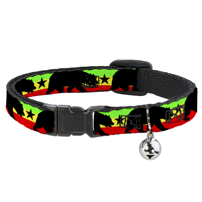 Cat Collar Breakaway - Cali Bear Star Silhouette Rasta Black Breakaway Cat Collars Buckle-Down   