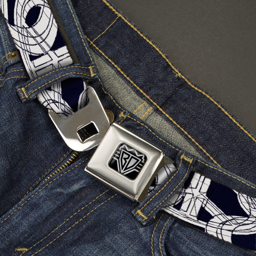 BD Wings Logo CLOSE-UP Full Color Black Silver Seatbelt Belt - Peace Sketch Black/White Webbing Seatbelt Belts Buckle-Down   