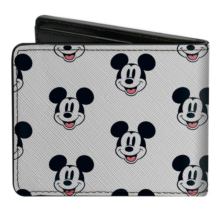 Bi-Fold Wallet - Mickey Mouse Smiling Expression All Over White Bi-Fold Wallets Disney   