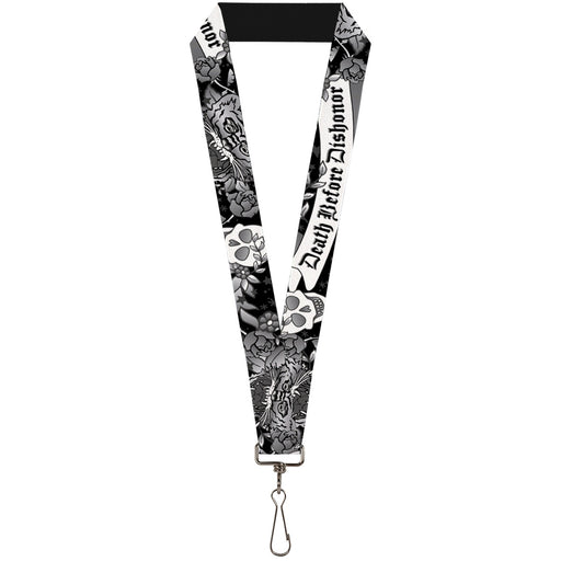 Lanyard - 1.0" - Death Before Dishonor Black White Lanyards Buckle-Down   