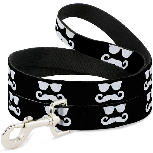 Dog Leash - Sunglasses & Mustache Black/White Dog Leashes Buckle-Down   
